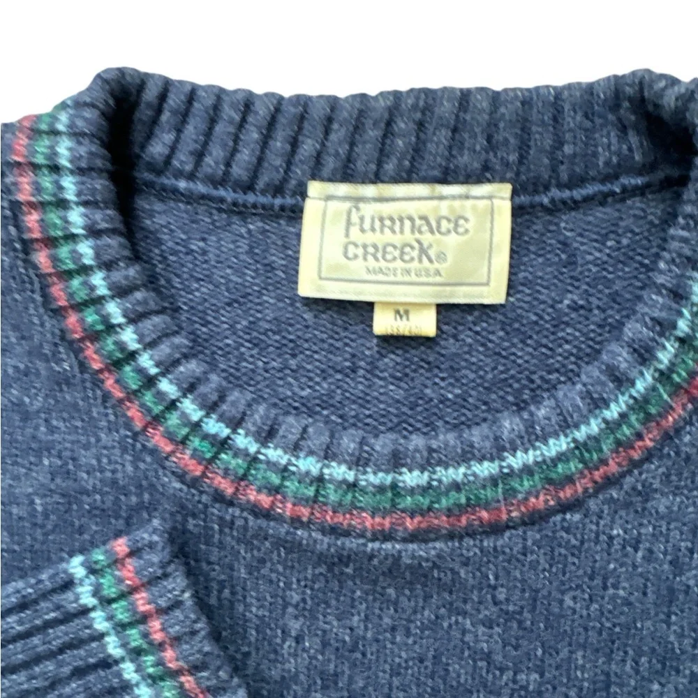 Vintage Furnace Creek Sweater Blue Striped Crew Neck Men’s Size Medium 38/40‎